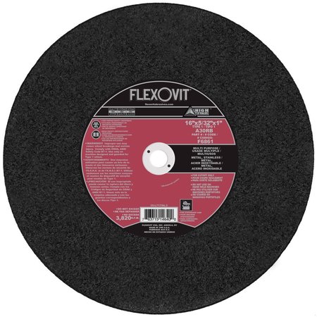 FLEXOVIT HIGH PERFORMANCE Multi-Purpose Cut-Off Wheel, 16 in Dia x 5/32 in THK, 1 in Center Hole, 30 Grit, Al F6861